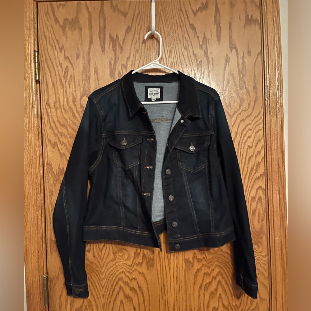 Wax brand jean jacket dark denim button nwot never worn size 2xl - Picture 3 of 5